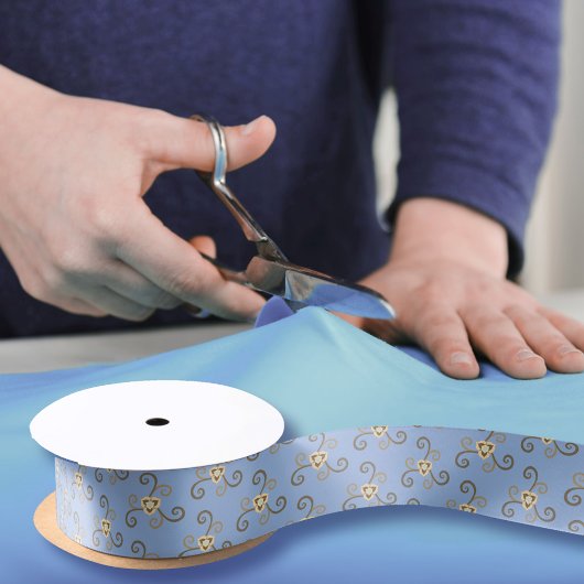 Blauwe Draaiende Liberty Bloemenpatroon Elegante B Satijnen Lint