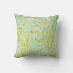 Blauwe Draaikolk Abstract Goud Gouden Glitter Cade Kussen
