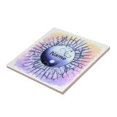 Blauwe Draaikolk Yin Yang Tegeltje (Zijkant)