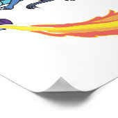 blauwe draak ademt vuur poster (Hoek)