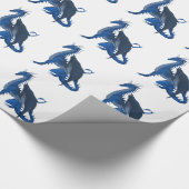 Blauwe draak cadeaupapier (Hoek)