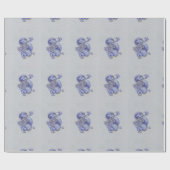 Blauwe draak cadeaupapier (Vlak)
