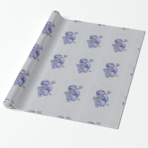 Blauwe draak cadeaupapier