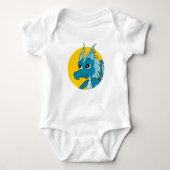 Blauwe draak cartoon baby romper (Voorkant)