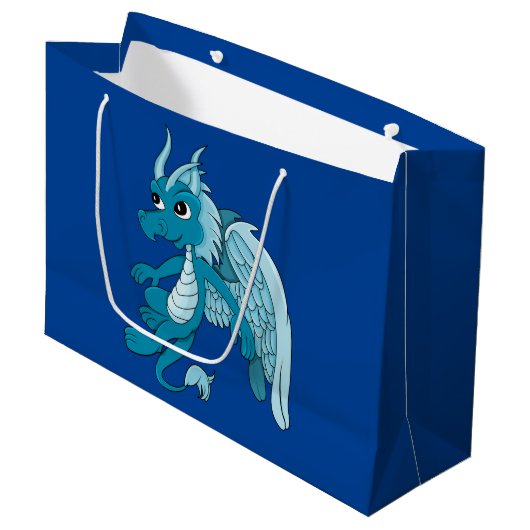 Blauwe Draak Cartoon Groot Cadeauzakje (Voorkant Gekanteld)