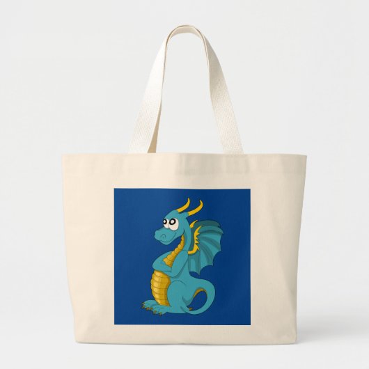 Blauwe draak cartoon grote tote bag (Voorkant)