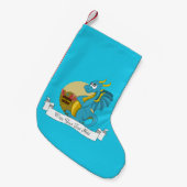 Blauwe draak cartoon kleine kerstsok (Voorkant (Hangend))