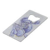 Blauwe draak creditkaart flessenopener (Achterkant Gekanteld)