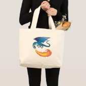 blauwe draak die vuur spuwt grote tote bag (Voorkant (product))
