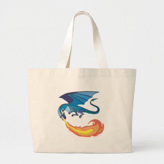 blauwe draak die vuur spuwt grote tote bag (Voorkant)