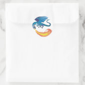 blauwe draak die vuur spuwt ronde sticker (Tas)