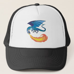blauwe draak die vuur spuwt trucker pet