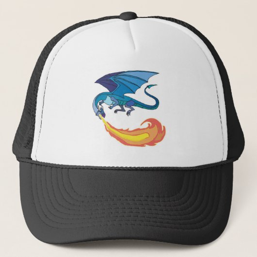 blauwe draak die vuur spuwt trucker pet (Voorkant)