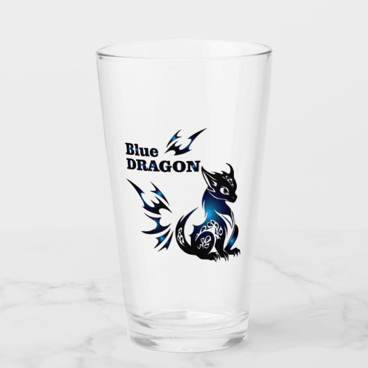 Blauwe Draak Drinkservies Glas (Voorkant)