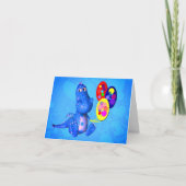 Blauwe draak en ballonnen blanco noot Kaart (Voorkant)