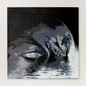 Blauwe draak en bewegingsillustratie legpuzzel (Verticaal)