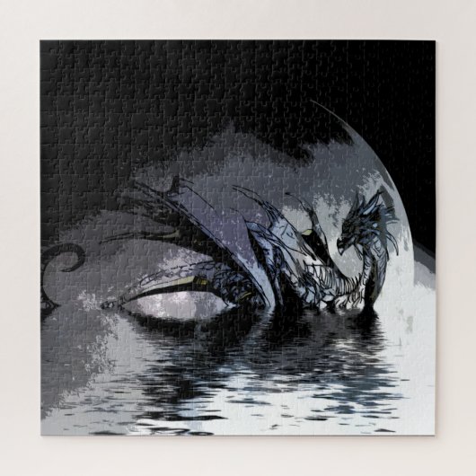 Blauwe draak en bewegingsillustratie legpuzzel (Verticaal)