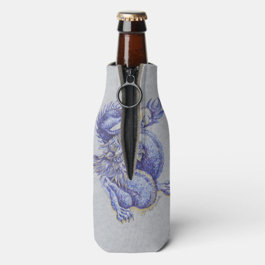 Blauwe draak flesjeskoeler (Fles Achterkant)