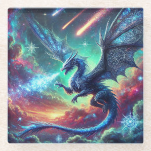 Blauwe draak glazen onderzetter