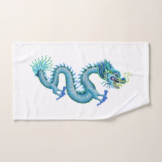 Blauwe draak handdoek (Handdoek)