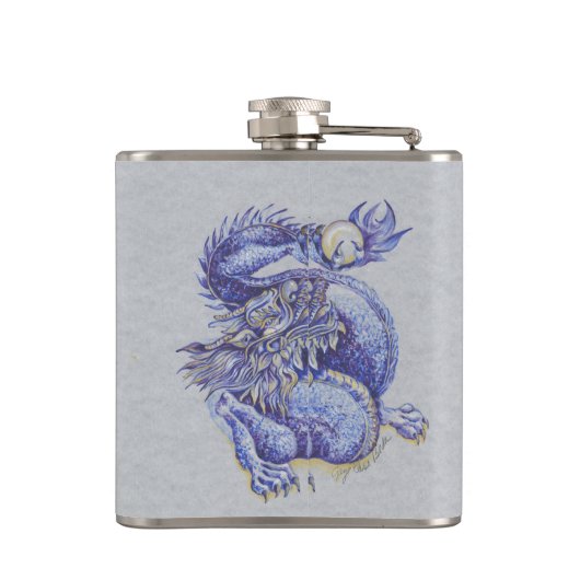 Blauwe draak heupfles (Achterkant)