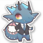 Blauwe draak in een Suit-Sticker Sticker (Voorkant)