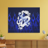 Blauwe draak in koolstofvezelstijlen van Chrome Canvas Afdruk (Insitu (Woonkamer))