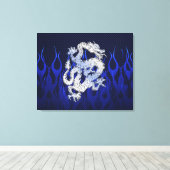 Blauwe draak in koolstofvezelstijlen van Chrome Canvas Afdruk (Insitu (Houten vloer))