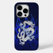 Blauwe draak in koolstofvezelstijlen van Chrome Case-Mate iPhone Case (Achterkant)