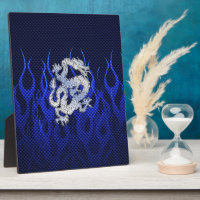 Blauwe draak in koolstofvezelstijlen van Chrome