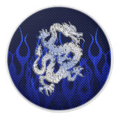 Blauwe draak in koolstofvezelstijlen van Chrome Keramische Knop (Voorkant)
