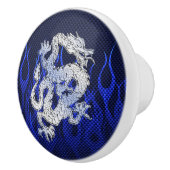 Blauwe draak in koolstofvezelstijlen van Chrome Keramische Knop (Rechts)