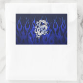 Blauwe draak in koolstofvezelstijlen van Chrome Rechthoekige Sticker (Tas)