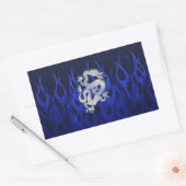Blauwe draak in koolstofvezelstijlen van Chrome Rechthoekige Sticker (Envelop)