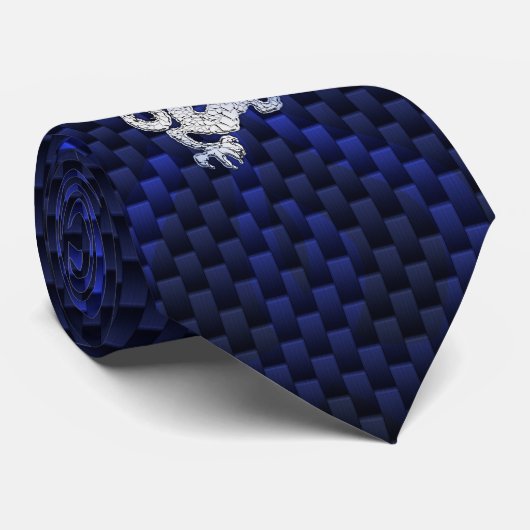 Blauwe draak in koolstofvezelstijlen van Chrome Stropdas (Opgerold)