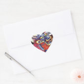 Blauwe draak Japans tattoo Hart Sticker (Envelop)