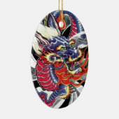 Blauwe draak Japans tattoo Keramisch Ornament (Rechts)