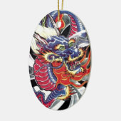 Blauwe draak Japans tattoo Keramisch Ornament (Links)