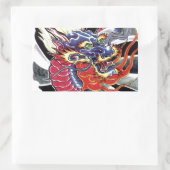 Blauwe draak Japans tattoo Rechthoekige Sticker (Tas)