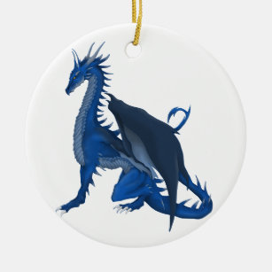 Blauwe draak keramisch ornament