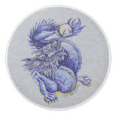 Blauwe draak keramische knop (Voorkant)
