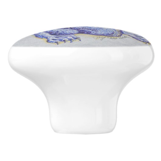 Blauwe draak keramische knop (Zijkant)