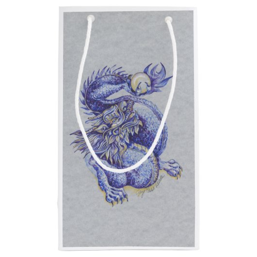 Blauwe draak klein cadeauzakje (Achterkant)