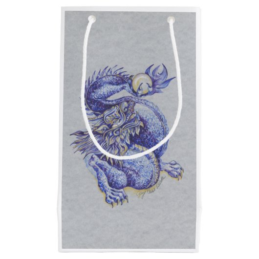 Blauwe draak klein cadeauzakje (Voorkant)