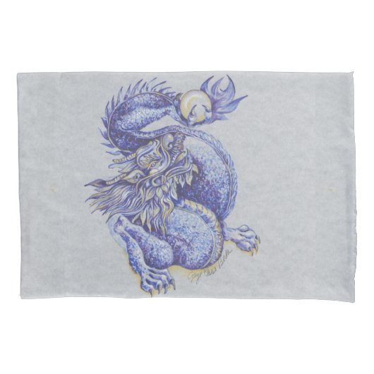 Blauwe draak kussensloop (Voorkant)