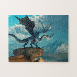 Blauwe draak legpuzzel