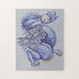 Blauwe draak legpuzzel
