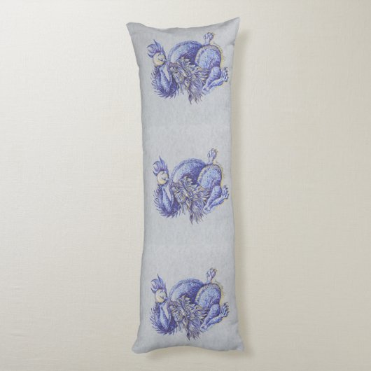 Blauwe draak lichaamskussen (Achterkant (Verticaal))