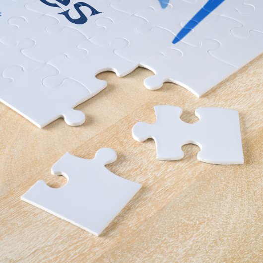 Blauwe draak met drie koppen legpuzzel (Zijkant)