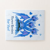 Blauwe draak met drie koppen  legpuzzel (Horizontaal)